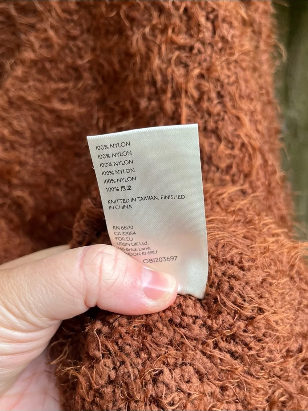 Free People Oversized Rust Brown V-Neck Fuzzy Pullover Sweater